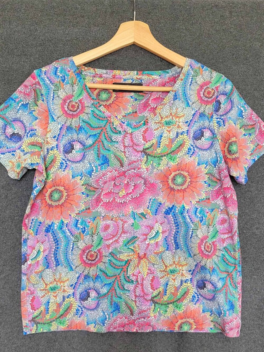 Peruvian Connection Kaffe Fassett Pima Cotton T-Shirt Colorful Mosaic Sz XS